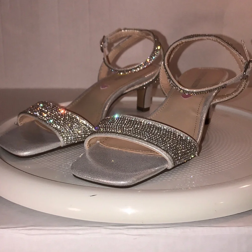 Steve Madden Silver Rhinestone Ankle-Strap Dress Sandal